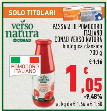 Passata di Pomodoro Italiano Conad Verso Natura