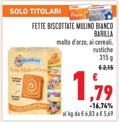 Fette Biscottate Mulino Bianco Barilla