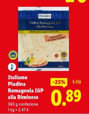 Italiamo Piadina Romagnola IGP alla Riminese
