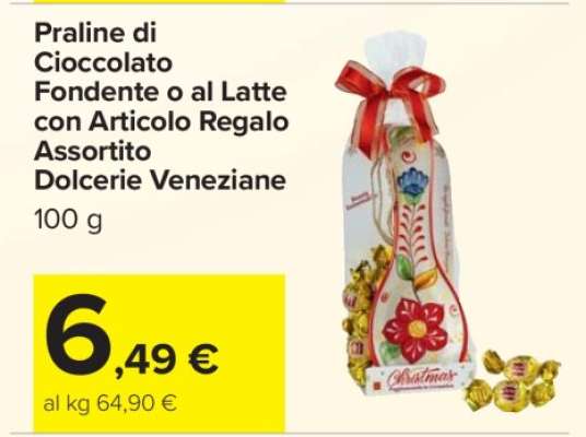 Praline di Cioccolato Fondente o al Latte con Articolo Regalo Assortito Dolcerie Veneziane