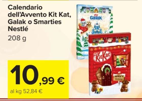 Calendario dell’Avvento Kit Kat, Galak o Smarties Nestlé