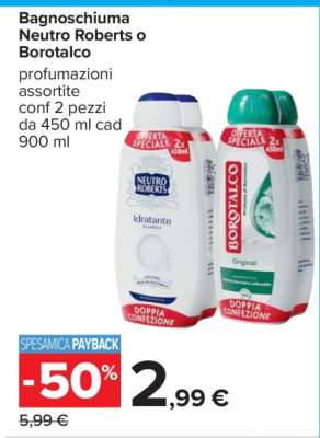 Bagnoschiuma Neutro Roberts o Borotalco