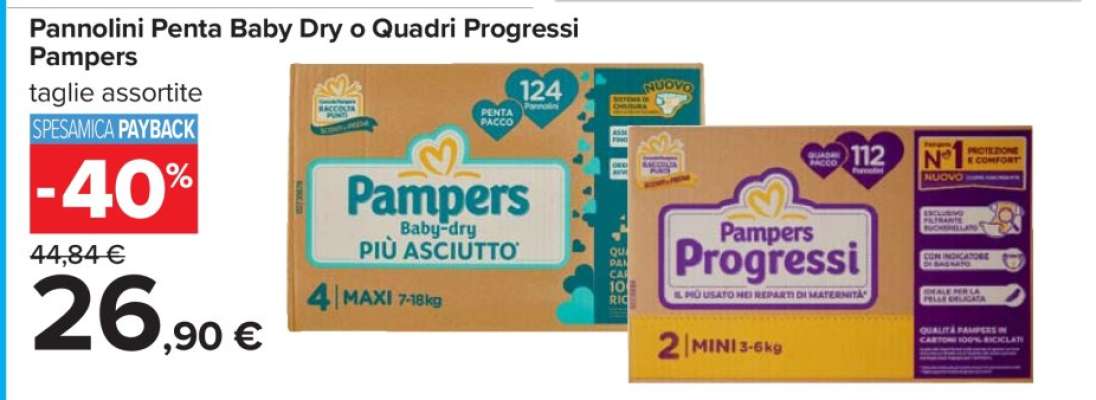 Pannolini Penta Baby Dry o Quadri Progressi Pampers