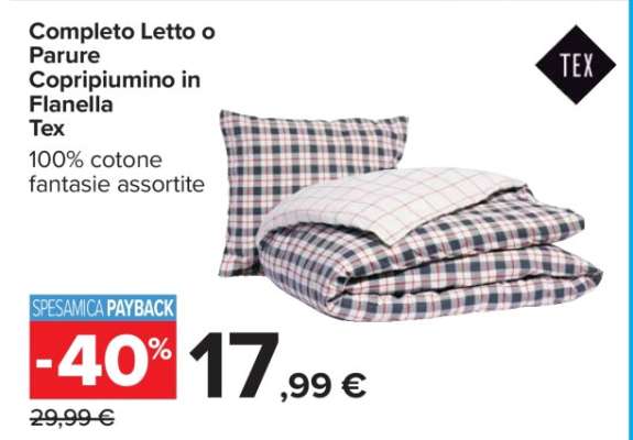 Completo Letto o Parure Copripiumino in Flanella Tex