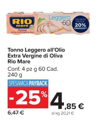 Tonno Leggero all’Olio Extra Vergine di Oliva Rio Mare