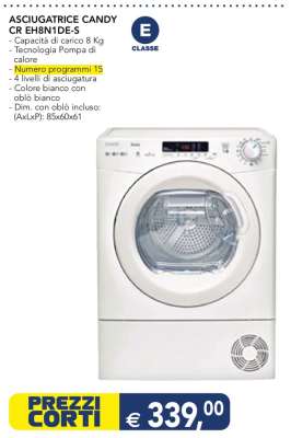 ASCIUGATRICE CANDY CR EH8N1DE-S