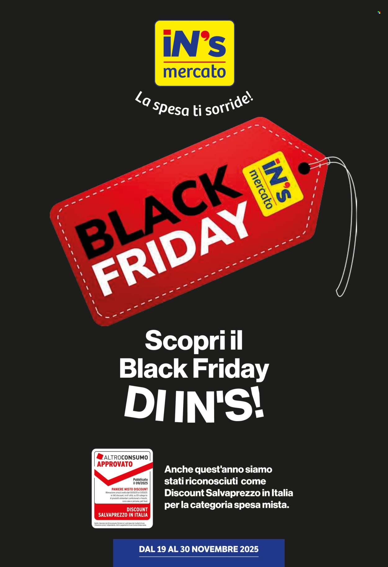 Volantino iN's Mercato - 19/11/2025 - 30/11/2025. Pagina 1