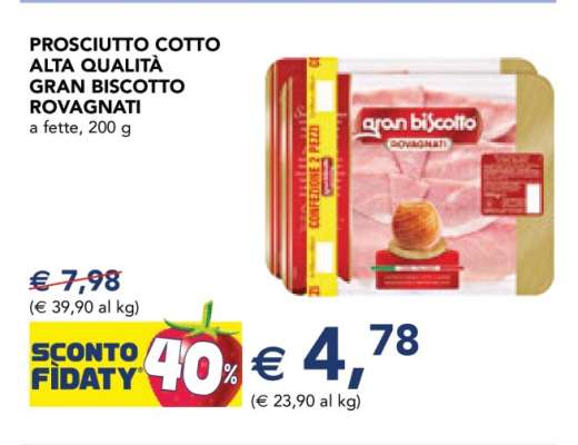 Prosciutto Cotto Alta Qualità Gran Biscotto Rovagnati