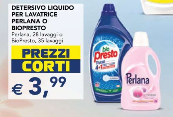 DETERSIVO LIQUIDO PER LAVATRICE PERLANA O BIOPRESTO