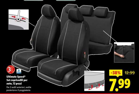ULTIMATE SPEED® Set coprisedili per auto, 12 pezzi