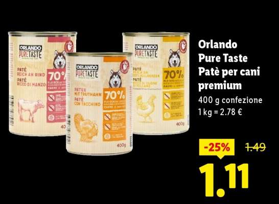 Orlando Pure Taste Patè per cani premium