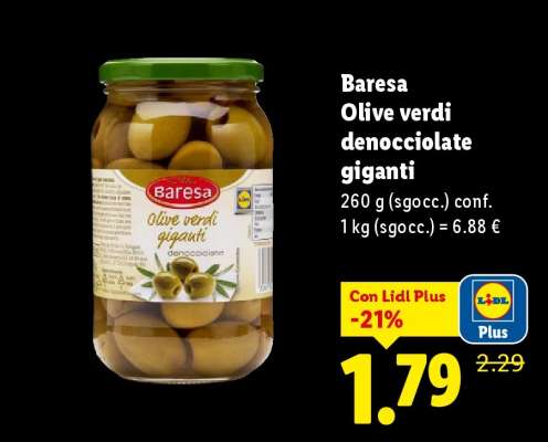 Baresa Olive verdi denocciolate giganti