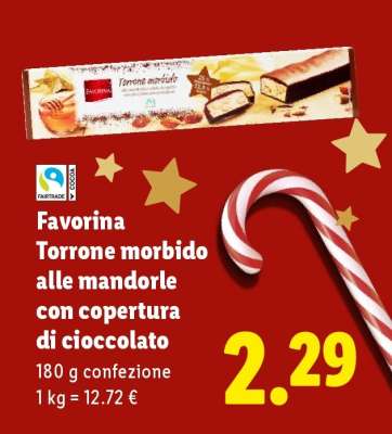 Favorina Torrone morbido alle mandorle con copertura di cioccolato