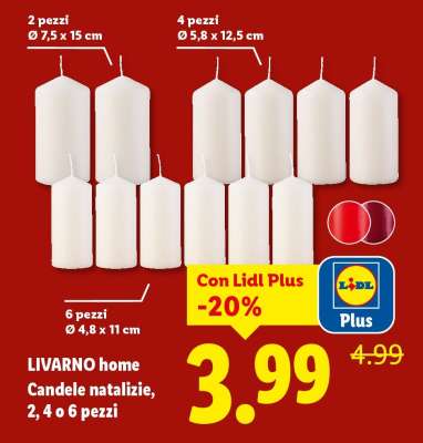LIVARNO home Candele natalizie, 2, 4 o 6 pezzi