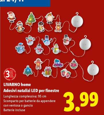 LIVARNO home Adesivi natalizi LED per finestre