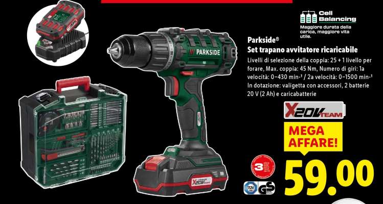 PARKSIDE® Set trapano avvitatore ricaricabile