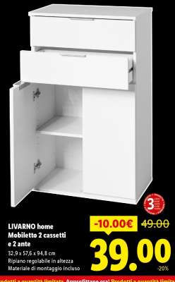 LIVARNO home Mobiletto 2 cassetti e 2 ante