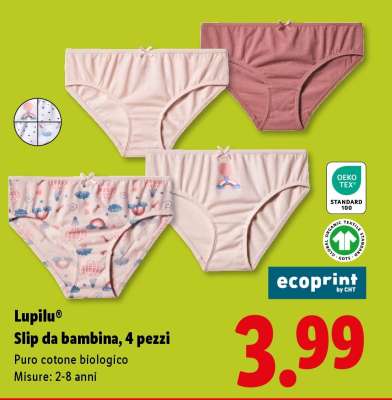Lupilu® Slip da bambina, 4 pezzi