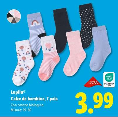 lupilu® Calze da bambina, 7 paia