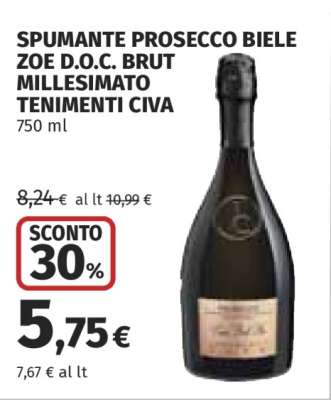 Spumante Prosecco Biele Zoe D.O.C. Brut Millesimato Tenimenti Civa