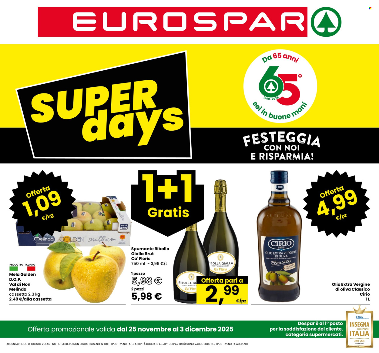 Volantino Eurospar - 25/11/2025 - 3/12/2025. Pagina 1