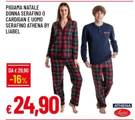 Pigiama Natale Donna Serafino o Cardigan e Uomo Serafino Athena by Liabel