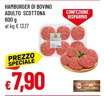 Hamburger di bovino adulto scottona