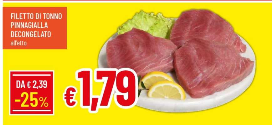 FILETTO DI TONNO PINNA GIALLA DECONGELATO
