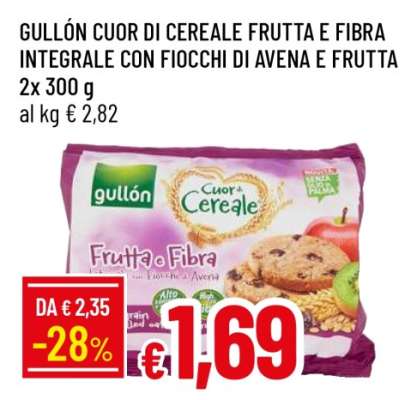 Gullón Cuor di Cereale Frutta e Fibra Integrale con Fiocchi di Avena e Frutta
