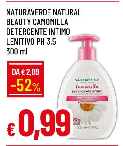 NATURAVERDE NATURAL BEAUTY CAMOMILLA DETERGENTE INTIMO LENITIVO PH 3.5