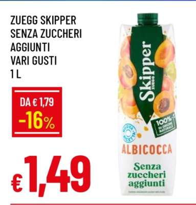 Zuegg Skipper Senza Zuccheri Aggiunti Vari Gusti 1 L