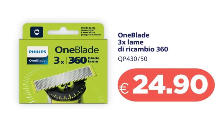 OneBlade 3x lame di ricambio 360