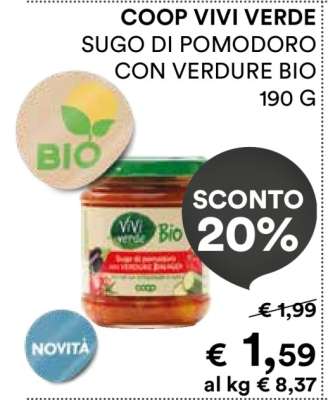 COOP VIVI VERDE SUGO DI POMODORO CON VERDURE BIO