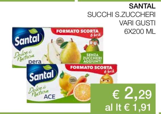 SANTAL SUCCHI S.ZUCCHERI VARI GUSTI 6X200 ML