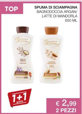 SPUMA DI SCIAMPAGNA BAGNODOCCIA ARGAN/ LATTE DI MANDORLA