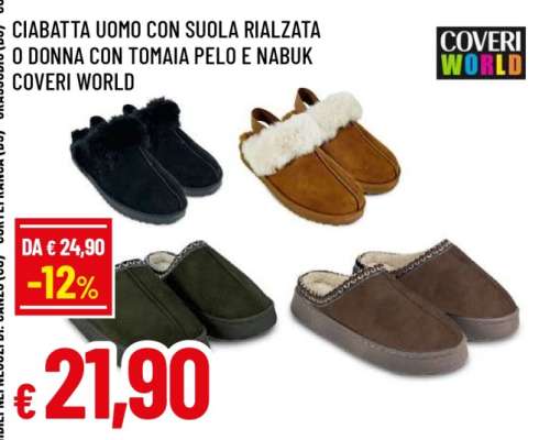 CIABATTA UOMO CON SUOLA RIALZATA O DONNA CON TOMAIA PELO E NABUK