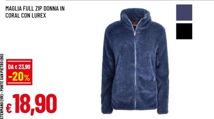 MAGLIA FULL ZIP DONNA IN CORAL CON LUREX