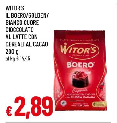 WITOR'S IL BOERO/GOLDEN/BIANCO CUORE CIOCCOLATO AL LATTE CON CEREALI AL CACAO