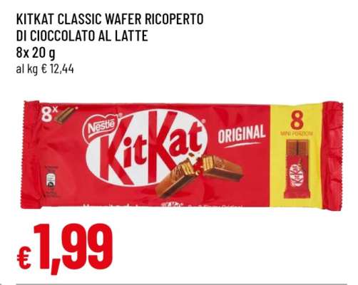 KitKat Classic Wafer Ricoperto di Cioccolato al Latte