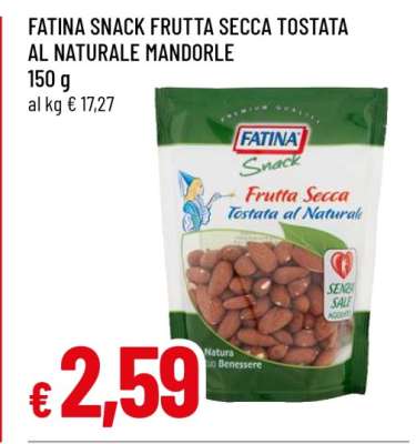 FATINA SNACK FRUTTA SECCA TOSTATA AL NATURALE MANDORLE