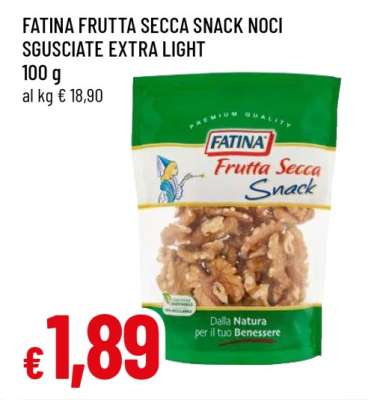 FATINA FRUTTA SECCA SNACK NOCI SGUSCIATE EXTRA LIGHT