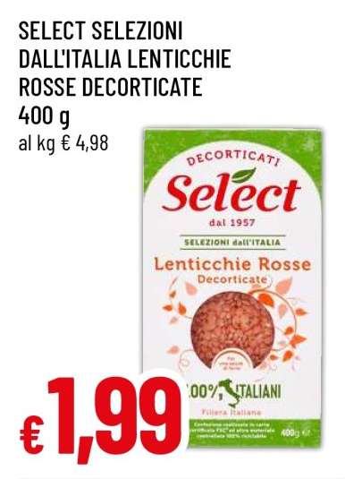 SELECT SELEZIONI DALL'ITALIA LENTICCHIE ROSSE DECORTICATE