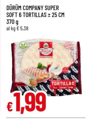 DÜRÜM COMPANY SUPER SOFT 6 TORTILLAS ± 25 CM