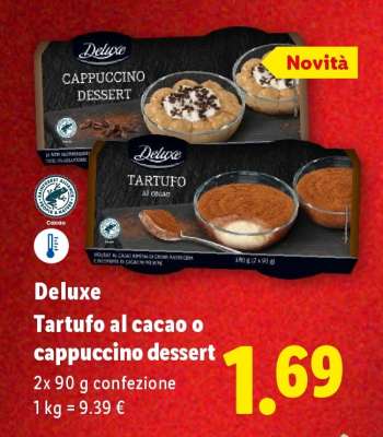 Deluxe Tartufo al cacao o cappuccino dessert