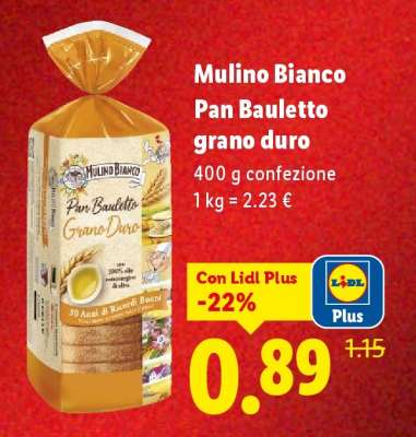 MULINO BIANCO PAN BAULETTO GRANO DURO