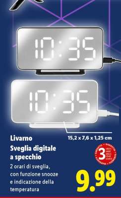Livarno Sveglia digitale a specchio