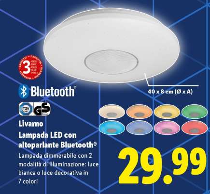 Livarno Lampada LED con altoparlante Bluetooth