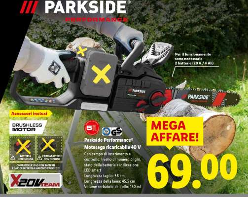Parkside Performance® Motosega ricaricabile 40 V