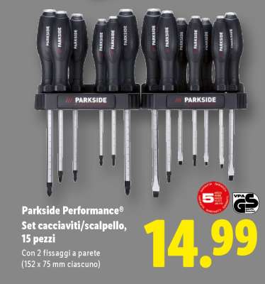 Parkside Performance® Set cacciaviti/scalpello, 15 pezzi