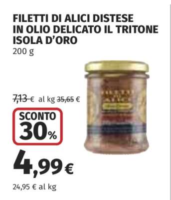 FILETTI DI ALICI DISTESE IN OLIO DELICATO IL TRITONE ISOLA D’ORO